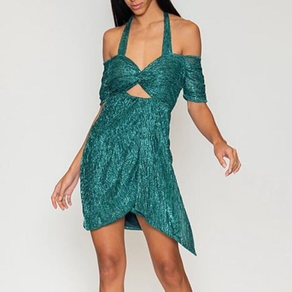 AZULU Providencia dress green lurex.  Size XS $340 MSRP - Picture 1 of 12